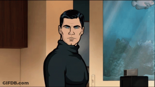 A Man In A Black Turtleneck Is Standing In Front Of A Window GIF