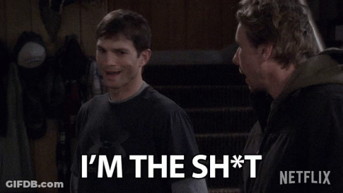 A Man In A Black Under Armour Shirt Says I 'M The Sh*t GIF
