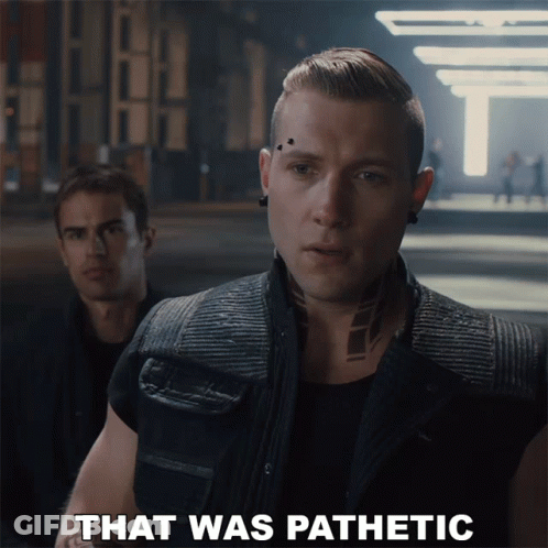 A Man In A Black Vest Says That Was Pathetic Next To Another Man GIF