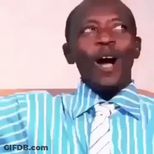 A Man In A Blue And White Striped Shirt And Tie Is Making A Funny Face . GIF
