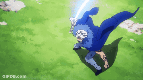 A Man In A Blue Cape Is Holding A Sword In His Hand GIF