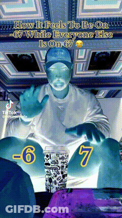 A Man In A Blue Hat Is Sitting In Front Of A Screen With The Words How It Feels To Be On 67 GIF