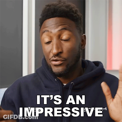 A Man In A Blue Hoodie Is Saying It 'S An Impressive GIF