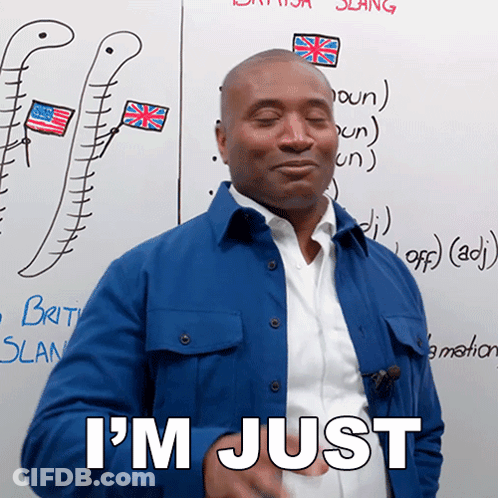 A Man In A Blue Jacket Says I 'M Just In Front Of A Whiteboard GIF