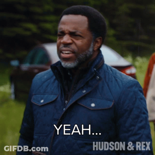 A Man In A Blue Jacket Says Thanks For The Reminder Hudson And Rex GIF