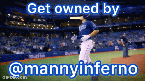A Man In A Blue Jays Uniform Is Running On The Field GIF