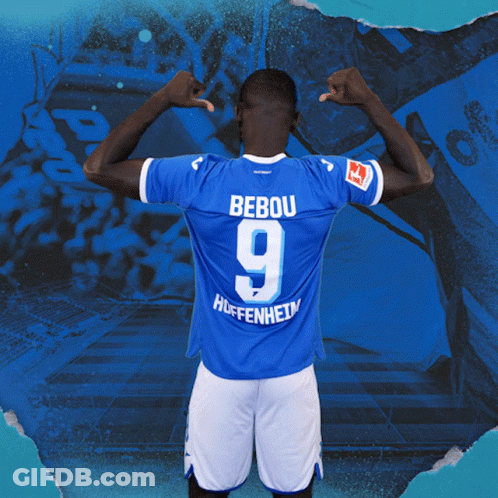 A Man In A Blue Jersey With The Number 9 On The Back GIF