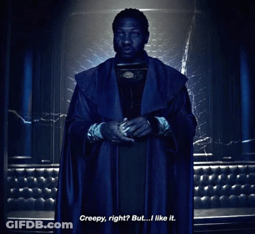 A Man In A Blue Robe Is Holding A Green Apple And Says Creepy Right But I Like It GIF