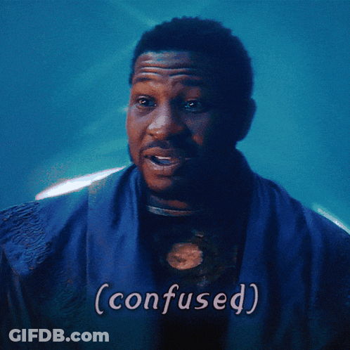 A Man In A Blue Robe With The Word Confused Written On The Bottom GIF
