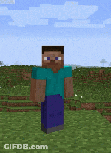 A Man In A Blue Shirt And Blue Pants Is Standing In A Field GIF