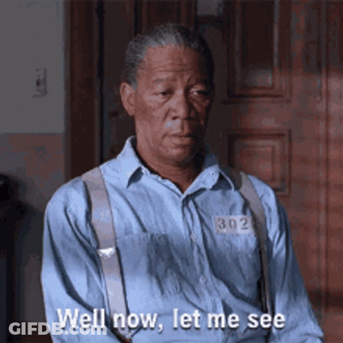 A Man In A Blue Shirt And Suspenders Says Well Now Let Me See . GIF