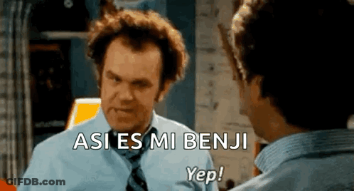 A Man In A Blue Shirt And Tie Is Looking At Himself In The Mirror And Saying " Asi Es Mi Benji Yep ! " GIF