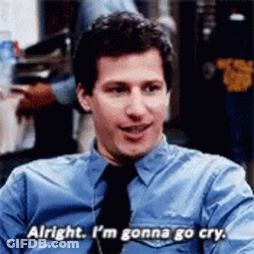 Man In Blue Shirt And Tie Saying Gonna Go Cry GIF