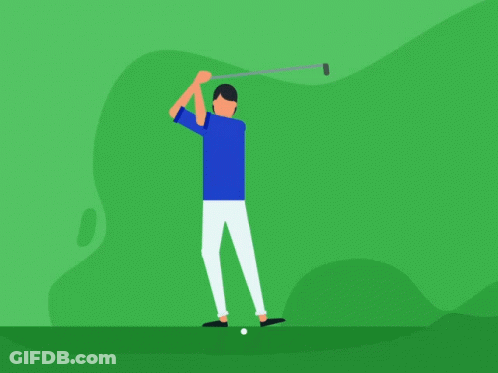 A Man In A Blue Shirt And White Pants Is Stretching His Arms GIF