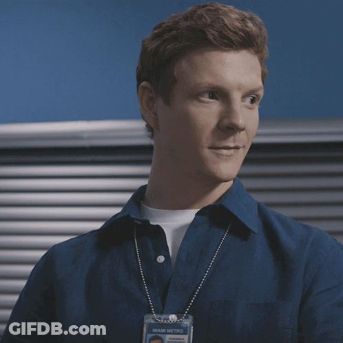 A Man In A Blue Shirt Has The Words " Do N't Be Nervous " On His Face GIF