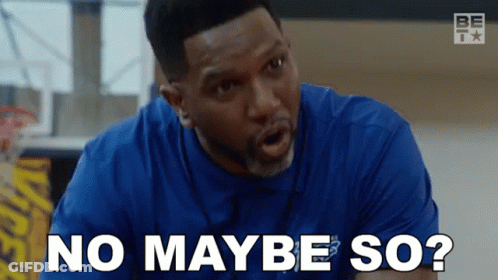 A Man In A Blue Shirt Is Asking No Maybe So . GIF