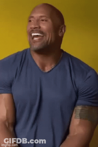A Man In A Blue Shirt Is Laughing And Saying Hey Girl !! GIF