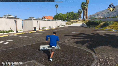 A Man In A Blue Shirt Is Running In A Video Game GIF