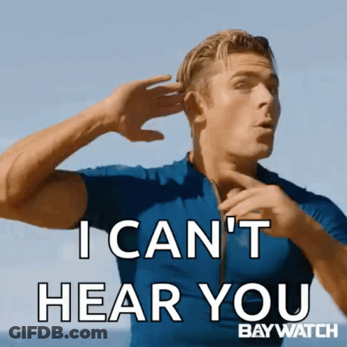 A Man In A Blue Shirt Is Saying I Can 'T Hear You Baywatch . GIF