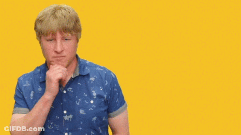 A Man In A Blue Shirt Is Standing In Front Of A Yellow Background That Says " Let 'S Touch Base " GIF