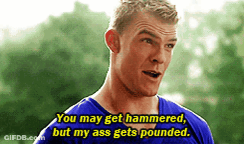 A Man In A Blue Shirt Is Talking To Another Man . GIF