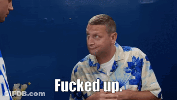 A Man In A Blue Shirt Says " Fucked Up Stuff Right There " To Another Man GIF