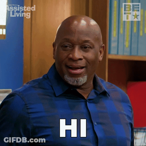 Man In Blue Shirt Saying Hi GIF