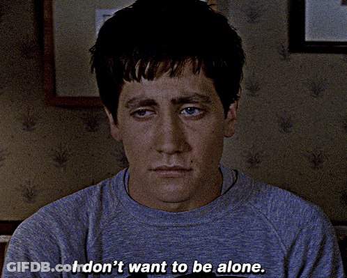 A Man In A Blue Shirt Says " I Don T Want To Be Alone " GIF
