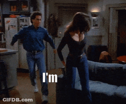 A Man In A Blue Shirt Says I 'M A Righty Can 'T In Front Of A Woman On A Couch GIF