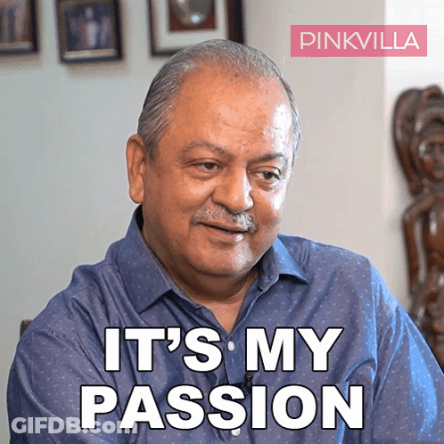 A Man In A Blue Shirt Says It 'S My Passion In White Letters GIF