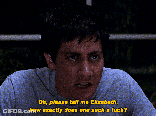 A Man In A Blue Shirt Says " Oh Please Tell Me Elizabeth " GIF