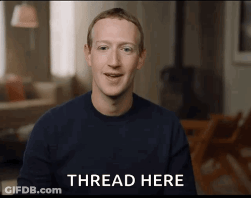 A Man In A Blue Shirt Says Thread Here In A Video GIF