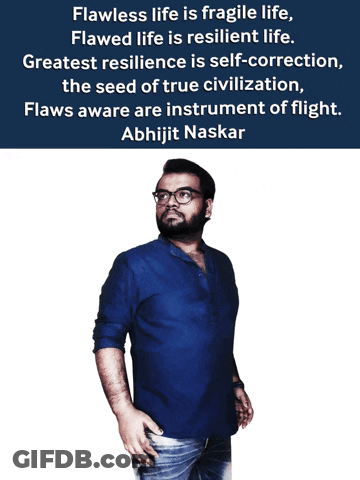 A Man In A Blue Shirt Stands In Front Of A Quote By Abhijit Naskar GIF