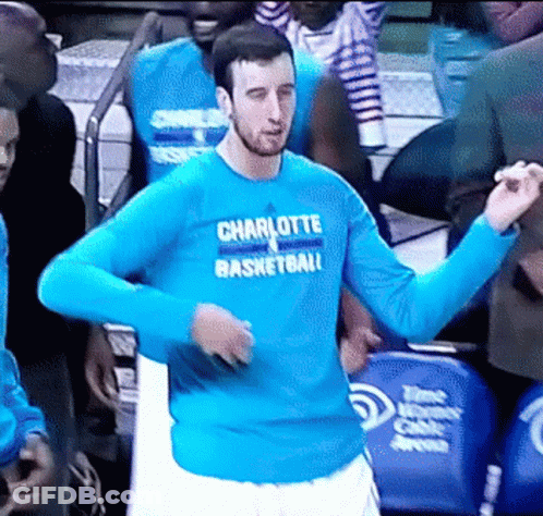 A Man In A Blue Shirt That Says Charlotte Basketball On It GIF