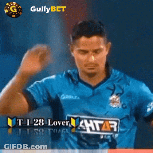 A Man In A Blue Shirt That Says T I 28 Lover GIF
