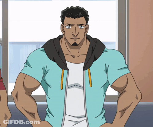 A Man In A Blue Shirt With A Black Hood GIF