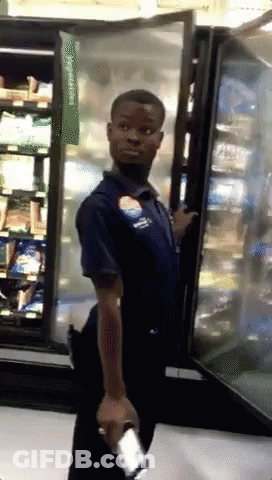 A Man In A Blue Shirt With A Pepsi Logo On His Chest GIF