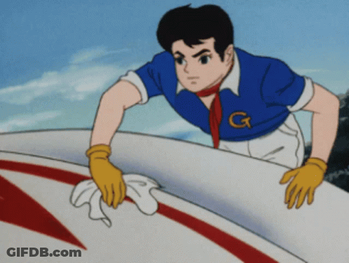 A Man In A Blue Shirt With The Letter G On The Front GIF