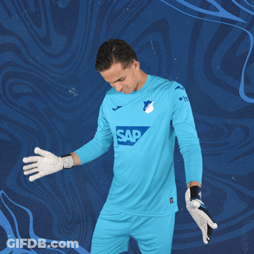 A Man In A Blue Shirt With The Word Sap On The Front GIF
