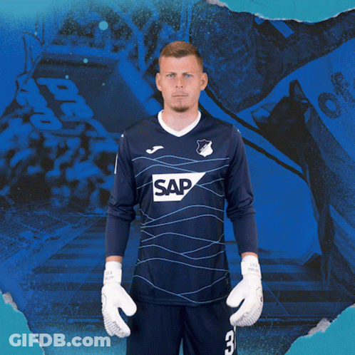 A Man In A Blue Shirt With The Word Sap On The Front GIF