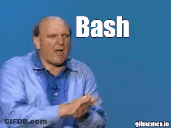A Man In A Blue Shirt With The Words Bash Bash Written Above Him GIF