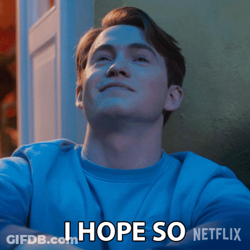 A Man In A Blue Shirt With The Words I Hope So Netflix On The Bottom GIF