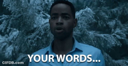 A Man In A Blue Shirt With The Words Your Words GIF