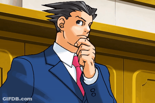 A Man In A Blue Suit And Red Tie Is Thinking GIF