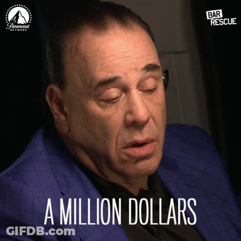 A Man In A Blue Suit Says " A Million Dollars " In Front Of A Paramount Network Logo GIF
