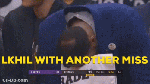A Man In A Blue Suit Says Lkhil With Another Miss While Watching A Basketball Game GIF
