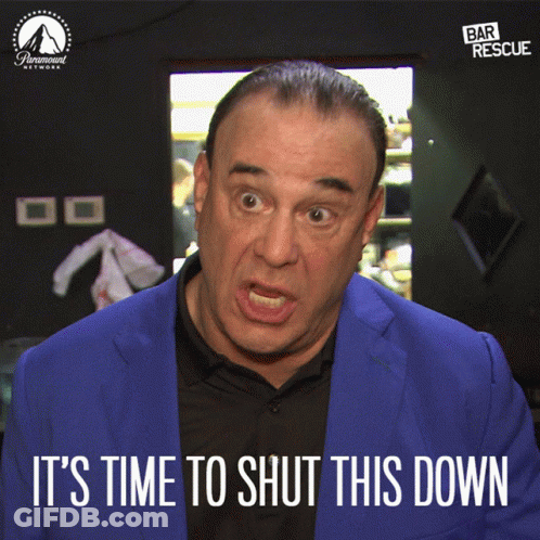 Man In Blue Suit Saying Time To Shut This Down GIF