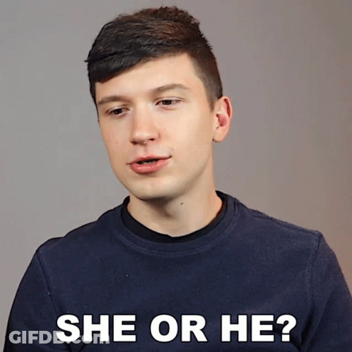 A Man In A Blue Sweater Is Asking The Question She Or He GIF