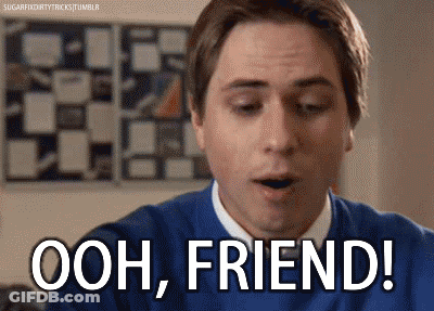 A Man In A Blue Sweater Is Saying Ooh , Friend . GIF