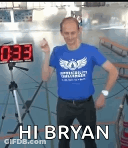 Man In Blue T-Shirt In Front Of Timer GIF